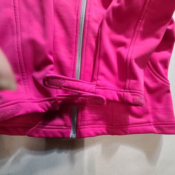 Reebok Bright Pink Hooded Fleece Lined Zip up Coat Jacket Girls L 14/16 2604 - Picture 13 of 14